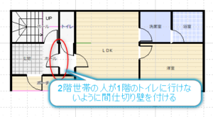 ２世帯住宅で税金が軽減できる間取りの改善プラン図面