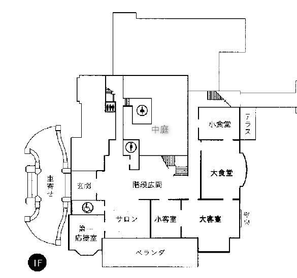 旧前田家本邸の１階の間取り図