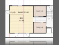 ベットの寸法を記載した間取り図