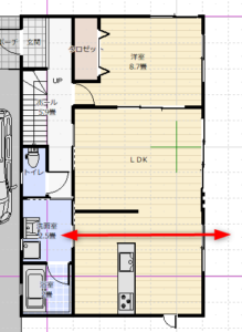 洗濯室から庭への動線