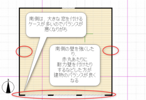 南北で壁のバランスが悪い間取りプラン