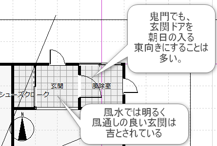 北東の玄関の間取り