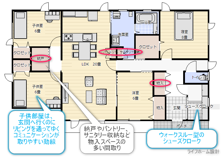 35坪の4LDKの間取り