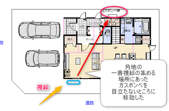 ガスボンベ庫を移動した配置計画図