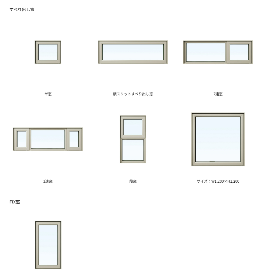 押し上げる横滑り出し窓の一覧