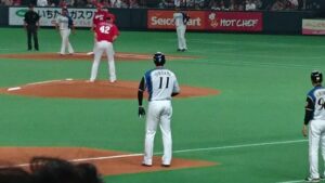 札幌ドームの北海道日本ハムファイターズの大谷選手