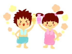 風呂上がりの子供のイラスト