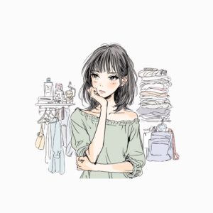 服を選んでいる女性