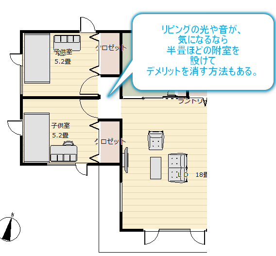 デメリットを消した子供部屋の間取り図