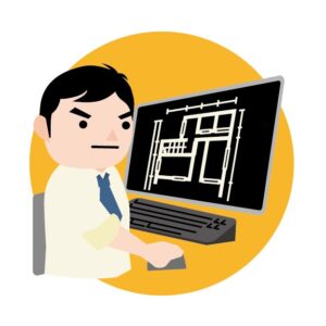 建築図面を作成している様子