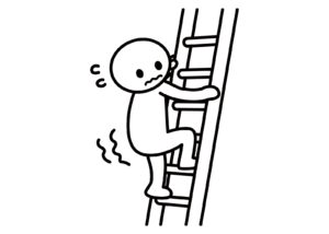 梯子を下りる人