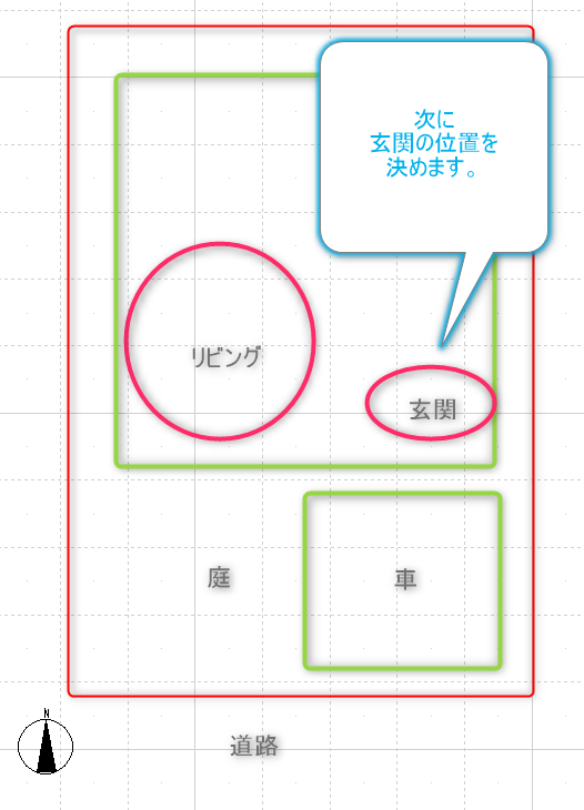 玄関を入れた間取りのゾーニング図