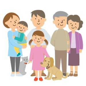 22152188祖父母と夫婦と子供のイラスト