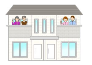 ２世帯住宅の外観のイメージイラスト