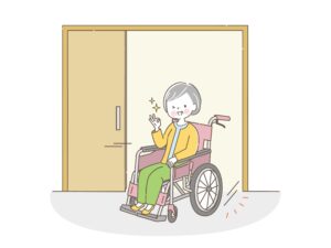 引き戸の室内ドアと車いす