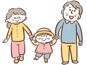 祖父母と孫のイラスト